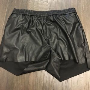Black leather shorts